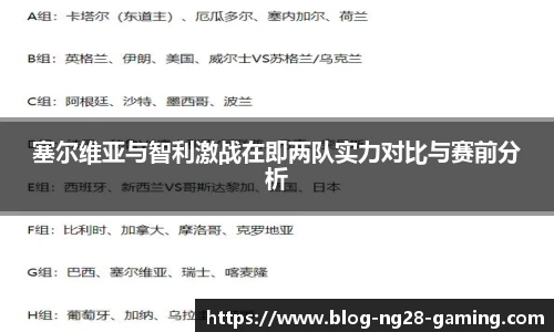 塞尔维亚与智利激战在即两队实力对比与赛前分析